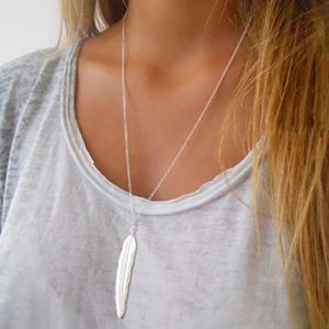 Wendalern Collier Pendentif Plume Boho Argent Long Collier Plume Vintage Collier Plume Minimaliste Bijoux Pour Femmes Et Filles (Wendalern, neuf)