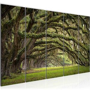 Runa Art Tableau mural XXL Forêt Paysage 200 x 80 cm Vert 5 Parties - 609955a (Runa Art GmbH, neuf)