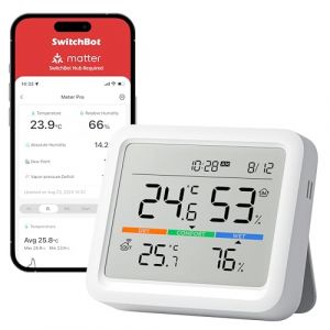 SwitchBot Station Météo sans Fil, Moniteur de Température/Humidité avec Prévisions Météorologiques, Thermomètre et Hygromètre SwitchBot Hub Requis, Bluetooth 120M, Thermometre Interieur Exterieur (SwitchBot, neuf)