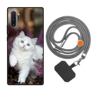 vingarshern Coque Compatible avec Samsung Galaxy Note 10+ / 10 Plus Antichoc Silicone Bumper Case &Eacute;tui de Protection Housse Coque avec Motif,Souple Coque avec Cordon Detachable,Chat Blanc (YOUKARSHERN, neuf)