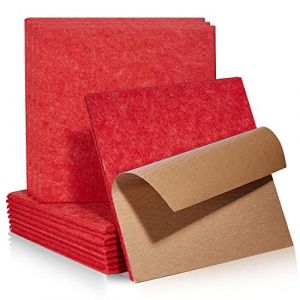 Lot de 12 plaques acoustiques carrées auto-adhésives - Absorbeurs acoustiques - Haute densité - Pour mur, plafond, bois et porte - Panneau acoustique - Plaque acoustique - 30 x 30 x 0,9 cm - Rouge (Lanbow-eu, neuf)