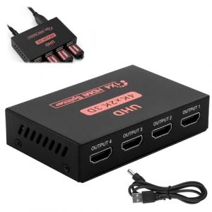 Répartiteur HDMI 1 Entrée 4 Sorties, Splitter HDMI 3D, Résolution 4K @30Hz et Full HD 1080p, Multiprise HDMI Switch pour TV, X-Box, PS3/4, Moniteur, Projecteur, PC, Idéal pour Jeux et Présentations (lingwangmaoyi, neuf)