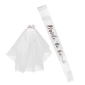 WATIIFUFU &Eacute;charpe &agrave; Th&egrave;me Pour Enterrement De Vie De Jeune Fille Bandeau De Mari&eacute;e Ensemble &Eacute;charpes Pour Future Mari&eacute;e Voile Pour Enterrement De Vie De Jeune Fille (Heaezi, neuf)