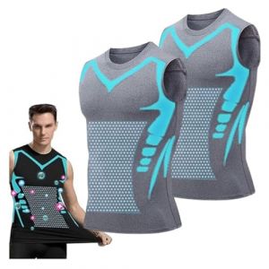 Debardeur Homme, D&eacute;bardeurs Compression Corset Amincissant Tee Shirt sans Manche Hommes Gyn&eacute;comastie Gaine Gilets Sport Mise Forme Ionique(B-Gray*2,L) (DEBADE, neuf)