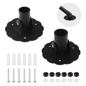 UFURMATE Support de tringle &agrave; rideau en forme de fleur, 2 pi&egrave;ces en m&eacute;tal t&eacute;lescopique pour rideau de douche avec bride pivotante, support mural (Noir, 22 mm et 26 mm) (UFURMATE FR, neuf)