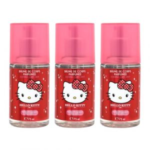 TAKE CARE | Brume de corps parfum&eacute;e Hello Kitty | Parfum fruit&eacute; & floral | Prune, cerise, orchid&eacute;e & vanille | +90% d'ingr&eacute;dients naturels | Vegan | Grand format | Lot de 3x 75ml (Cosmeco, neuf)