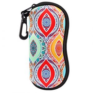 MoKo &Eacute;tui Souple pour Lunettes de Soleil,&Eacute;tui Ultra L&eacute;ger de Rangement en N&eacute;opr&egrave;ne avec Fermeture &agrave; Glissi&egrave;re et Clip de Ceinture pour Lunettes,Cadres,Crayon,Cartes- Nation-Color&eacute; (KnoWhite, neuf)