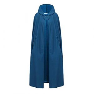 JLTPH Femme Hiver Automne &Eacute;l&eacute;gant Couleur Unie Longue Cape &agrave; Capuche Poncho Veste Blouson Manteau Tops Longue Robes Chaude (L, Bleu) (JL TECHONLOGY COMPANY, neuf)