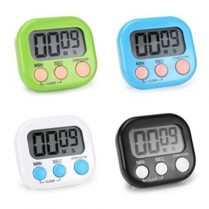 Kasanni 4 pi&egrave;ces Minuteur De Cuisine Chronometre Minuteur Magn&eacute;Tique Timer Cuisine, 4 Couleurs avec Support Pliable Convient pour La Cuisine, La P&acirc;Tisserie, Le Sport Et L'Apprentissage (Kaishanni Store, neuf)