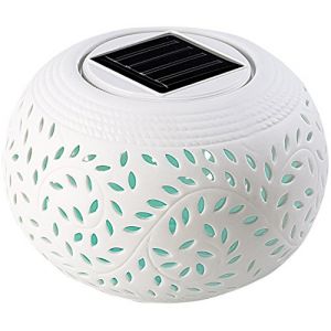 Lunartec Photophore solaire : lampe décorative solaire en porcelaine avec changement de couleur + LED blanche (changement de couleur LED, lanterne solaire LED RVB, lampes de table) (solarcosa, neuf)