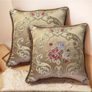 SZHELEJIAM Housse de Coussin 50x50 Lot de 2, Taies de Housse Coussin Canape en Tissu Jacquard Coussin Vintage pour Alon Chambres Canap&eacute;, D&eacute;coration int&eacute;rieure (helejia, neuf)