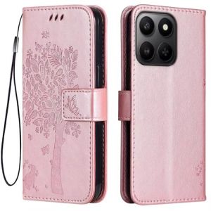 Topme Étui en Cuir pour Honor 400 Smart (4G/5G) / Honor X7d (6.77" inches), [ Coque Housse de Téléphone Style Motif Chat Et Arbre] - Or Rose (topme, neuf)