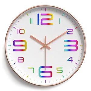 YSWOVUO 30cm Horloge Murale Silencieuse sans Tic-tac, Pendules Murales Décorative Ronde, Chiffres Arabes Murale Facile à Lire, Horloge Murale à Quartz pour Chambre, Salon, Cuisine, Bureau (DUMI GUNNROM S.R.L., neuf)