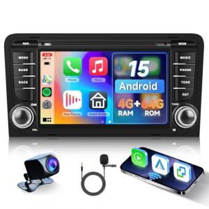 4GB+64GB Android Autoradio pour Audi A3 8P RS3 S3 2003-2012 CarPlay Android Auto sans Fil, Hodozzy 2 Din 7 Pouces &Eacute;cran Tactile GPS WiFi DSP FM/RDS, pour Audi Poste Radio Voiture Bluetooth+ Cam&eacute;ra (Hodozzy Direct, neuf)