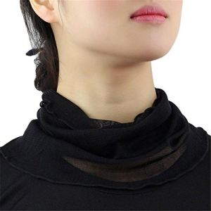 Femme Couleur Unie 100% Soie de M&ucirc;rier Tour de Cou Faux Col Foulard &Eacute;charpe de Cou Cercle Tube &Eacute;charpe(Noir) (UK_Stone, neuf)