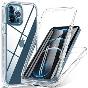 OWKEY Coque pour iPhone 12, Coque pour iPhone 12 Pro, 360 &deg; Full Body Double Coque Antichoc Housse Protection d'&eacute;cran int&eacute;gr&eacute;e en, Antirayures Robuste Etui Bumper Case iPhone 12|12 Pro, Transparent (Taohua-UK, neuf)
