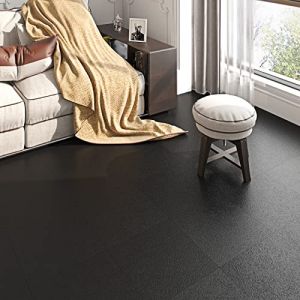 FunStick 30X30CM 30 Dalles Vinyle Auto-adhésives Noir Mat Carrelage Sol Intérieur Revêtement de Sols PVC Adhésif Linoleum pour Sols Cuisine Salle de Bain Dalle PVC Sol Étanche Autocollant Noir (Livelynine Euro, neuf)