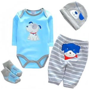 V&ecirc;tements de poup&eacute;e pour poup&eacute;es Reborn de 43-55 CM, Poup&eacute;es b&eacute;b&eacute; V&ecirc;tements Bleu Set Accessoires pour poup&eacute;e Reborn 17-22 Pouces v&ecirc;tements pour b&eacute;b&eacute; 【Motif de Chiots 4 pi&egrave;ces 】 (haojiaa, neuf)