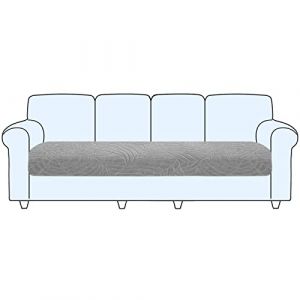 SHUOJIA Housse De Coussin De Canapé, Housse De Coussin Extensible, Housse Coussin D'assise Antidérapant, Housse De Protection pour Meubles Seat for Pets & Kids (Light Grey,Large-4-Seater) (SHUOJIA, neuf)