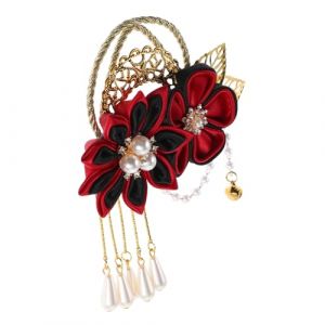 GOOHOCHY Pince à Cheveux Vintage Fleurs avec Frange pour Costume Asiatique Traditionnel Accessoire Élégant pour Hanfu et Kimono (ZXia, neuf)