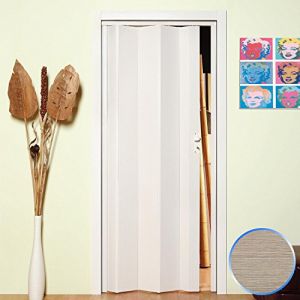 Porte Pliante PVC Bouton c&egrave;dre Bois accord&egrave;on coulissante reductible 83x214 Maya (Briconow, neuf)