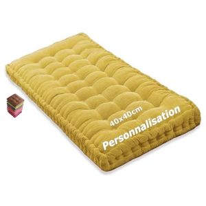 Matelas de Sol capitonn&eacute; ou Coussin pour Banc de Jardin 1/2/3 Places, Banquette et Chaise Longue Palette, 170 cm, 180 cm, Coussin pour Banc 150 cm Exterieur Interieur sur Mesure(Yellow 1d,50x50 cm 20x (sanroy, neuf)