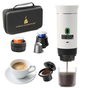 Jenmayt Machine à Café Espresso Portable 15 Bars – Cafetière Électrique Sans Fil avec USB Rechargeable, Compatibilité avec Capsules Nes/Café Moulu pour Voyage, Camping, Bureau (avec sac) (Shuyi Tech, neuf)