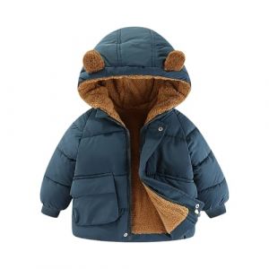 Bébé Hiver Polaire Manteau Enfants Garçons Veste Outwear Manteau d'hiver pour bébé garçon et fille avec fermeture éclair à capuche coupe-vent et chaud en polaire avec deux poches de 12 mois à 5 ans (usitable, neuf)