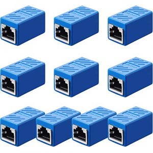 Coupleur RJ45, Connecteur de R&eacute;seau Adaptateur d'Extension d&rsquo;Ethernet pour Cat7/ Cat6/ Cat5e/ Cat5 Coupleur de C&acirc;ble de R&eacute;seau Ethernet Femelle &agrave; Femelle (Bleu, 10 Pi&egrave;ces) (JARDING, neuf)