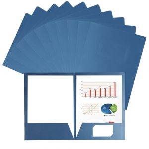 10 Pi&egrave;ces Chemise Cartonn&eacute;es A4 &agrave; Deux Pochettes,Sous Chemise Papier Farde Cartonn&eacute;e Chemise,Cartonn&eacute;e avec Rabat,Dossier Carton Pochette de Classement Pochette de Fichier Rapport pour Bureau (Bleu) (qingzeyuan, neuf)