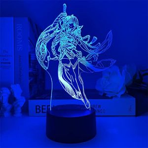 BUOE - Genshin Impact Raiden Shogun - Lampe LED - Pour chambre d'enfant, d&eacute;coration, cadeau d'anniversaire, veilleuse, t&eacute;l&eacute;commande pour les personnages de jeu (youhuhouse, neuf)