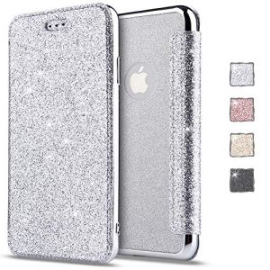 KOUYI Coque iPhone 11 Pro Max, Paillettes Strass Bling Fin &agrave; clapet Folio en Cuir PU avec Emplacement pour Carte Coque arri&egrave;re TPU Souple pour Apple iPhone 11 Pro Max 6,5 Pouces (Argent) (Kouyi EU Store, neuf)