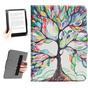 HoYiXi L'étui Universel pour eReader de 6,8 Pouces,7 Pouces, Compatible avec Pocketbook, Tolino, Sony, Kindle Paperwhite, Kobo E-Book Reader, Corde à Main élastique, for 6,8"-7" eReader,Arbre (Somei, neuf)