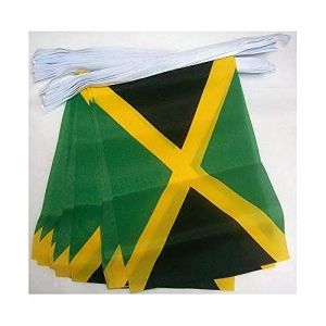 AZ FLAG - Guirlande Drapeau Jama&iuml;que - 4 M&egrave;tres Avec 20 Petits Drapeaux Jama&iuml;cain De 15x10 cm - Fanion 100% Polyester - 40g (AZ-FLAG, neuf)