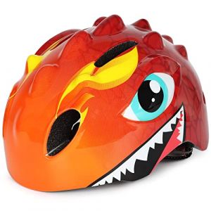 VICTGOAL Casque Velo Enfant pour Garçons et Filles Dessin animé Casque Trotinette Parfait pour Le Scooter, Le Tricycle et Le Skateboard, Taille Réglable (S (50-54 cm), Rouge) (VICTGOAL SPorts, neuf)