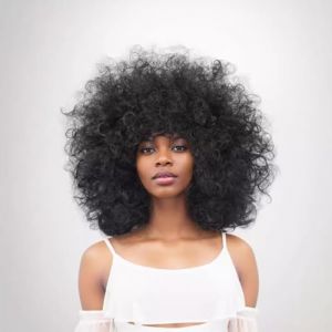 Perruques Afro pour Femmes, Perruques Synthétiques Afro Bouclées Douces et Moelleuses Sans Colle Perruques Crépues Bouclées 70S Cosplay ou Usage Quotidien(black) (TaiYuanDengLinDianZiShangWuYouXianGongSi, neuf)