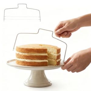 YAZWUR 2 Pcs Coupe-G&acirc;teau en Acier Inoxydable, Lyre &agrave; G&eacute;noise R&eacute;glable avec Double Fil pour D&eacute;coupe Pr&eacute;cise de Couches de G&acirc;teaux (31,8 cm) (Romanimania OU, neuf)