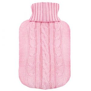 TRIXES Couverture tricotée pour bouteille d'eau chaude Isolant tricoté rose - Couverture uniquement (bouteille d'eau chaude non comprise) (Digiflex FR, neuf)