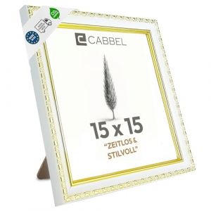 CABBEL Cadre Photo CELI Blanc-Or 15x15 cm &ndash; Cadre Carr&eacute; Baroque Vintage avec Verre Acrylique Incassable, D&eacute;coration Murale Chic pour Salon ou Bureau (Seller4Ever, neuf)