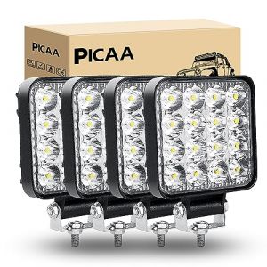 PICAA Phare de Travail LED 3.3 Pouces 48W Phare Travail Projecteur LED Spot longue portée LED Moto Feux de Travail Lampe 12V 24V hors route pour Voiture 4x4 Truck ATV SUV Camion Tracteur（4PCS） (BEISHUO-UK, neuf)