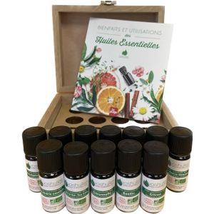 VOSHUILES - Coffret 12 Huiles Essentielles BIO - Aromath&eacute;rapie Bien-&ecirc;tre - Parfum Naturel - 120ml - Huiles Pures et Naturelles pour Diffuseur et Massage (VOSHUILES, neuf)