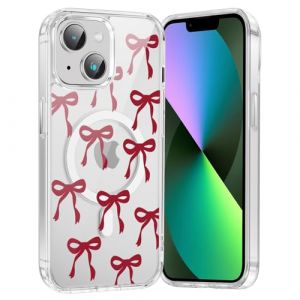 Foonary Magn&eacute;tique Coque pour iPhone 13 Mini, Transparente Etui en Aesthetic Noeud Papillon Motif Dessin Compatible avec MagSafe Case, Silicone Housse Protection Clear Cover pour iPhone 13 Mini 5,4",4 (BAROR TRADING, neuf)