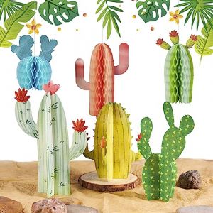 6 Pi&egrave;ces Cactus D&eacute;coration Cactus Balles nid d'abeille D&eacute;coration Fourniture de F&ecirc;te pour d&eacute;coration d'&eacute;t&eacute; Mariage Anniversaire D&eacute;coration de Table Mexico Deco (sunbeauty, neuf)