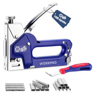 WORKPRO Agrafeuse Manuelle 3 en 1 en Acier avec Arrache-Agrafes, Outil Polyvalent pour Bois, Tissu, R&eacute;paration et D&eacute;coration (TS.Werkzeug, neuf)