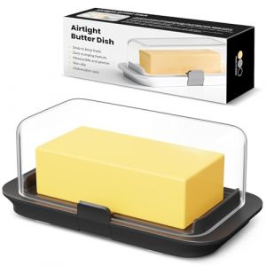 Pisol Beurrier pour 250g et 500g de Beurre, Conserve-Beurre Herm&eacute;tique avec Couvercle, Adapt&eacute; &agrave; un Pain de Beurre d'une Livre Enti&egrave;re, Syst&egrave;me de Verrouillage, R&eacute;sistant aux Chats/Chiens, Noir (perfectlife2021, neuf)