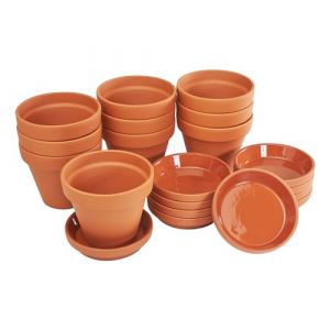 VBS Pot de fleurs TERRAKOTTA avec dessous-de-verre 10 paires de pots en terre cuite de haute qualit&eacute; durables avec trou au fond Pot de plantes Pots en terre succulentes Pots de culture DIY &Oslash; 11 cm (vbs-hobby-service, neuf)