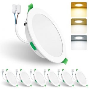 ALUSSO LIGHTING Spot LED Encastrable,15W 1200 Lumen Spot LED Encastrable Dimmable,3000K 4000K 6500K Température de couleur réglable, IP44 éclairage Plafond Pour Salle de Bain,Salon, Lot de 6,Blanc (XL2021, neuf)
