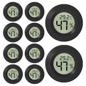 WIYETY Lot de 10 thermomètres hygromètres numériques d'intérieur avec écran LCD et écran LCD, pour la maison, le bureau, la chambre à coucher, rond (2222BUY, neuf)