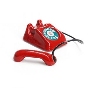 Odoria T&eacute;l&eacute;phone Miniature 1/12 Accessoire Maison de Poup&eacute;e, Rouge (Cardinas, neuf)