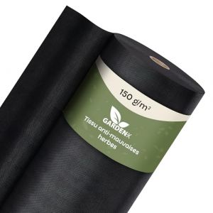 GARDENIX Toile de Jardin Contre Les Mauvaises Herbes &ndash; Toile Anti-Mauvaises Herbes perm&eacute;able &agrave; l'eau 150 g/m&sup2; &ndash; Noir &ndash; Film r&eacute;sistant aux UV &ndash; 1 x 50 m (50 m&sup2;) &ndash; Jardini&egrave;re sur&eacute;lev&eacute;e, Film de (GARDENIX, neuf)